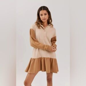 Something Navy Dottie Hooded Sweatshirt Dress Size S